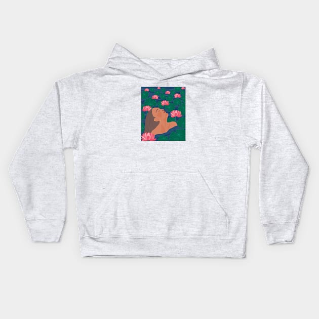 Lotus Pond Kids Hoodie by Shreyasi